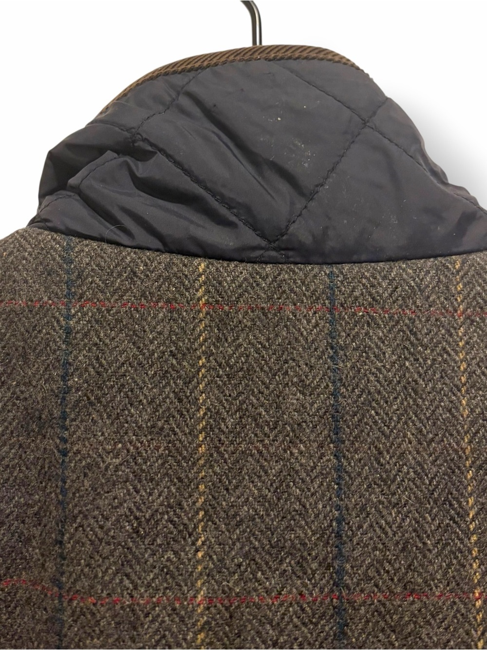 Vince Camuto Men Med Navy Quilted Vest Wool Blend Plaid Tweed Full Zip Puffer - Picture 10 of 16